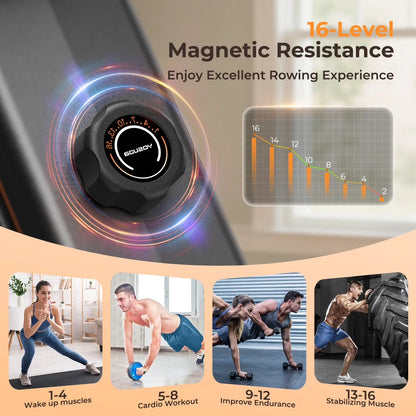 YOSUDA Magnetic Rowing Machine 350 Lbs Weight Capacity - Foldable Rower for Home Use with Bluetooth, App Supported, Tablet Holder and Comfortable Seat Cushion