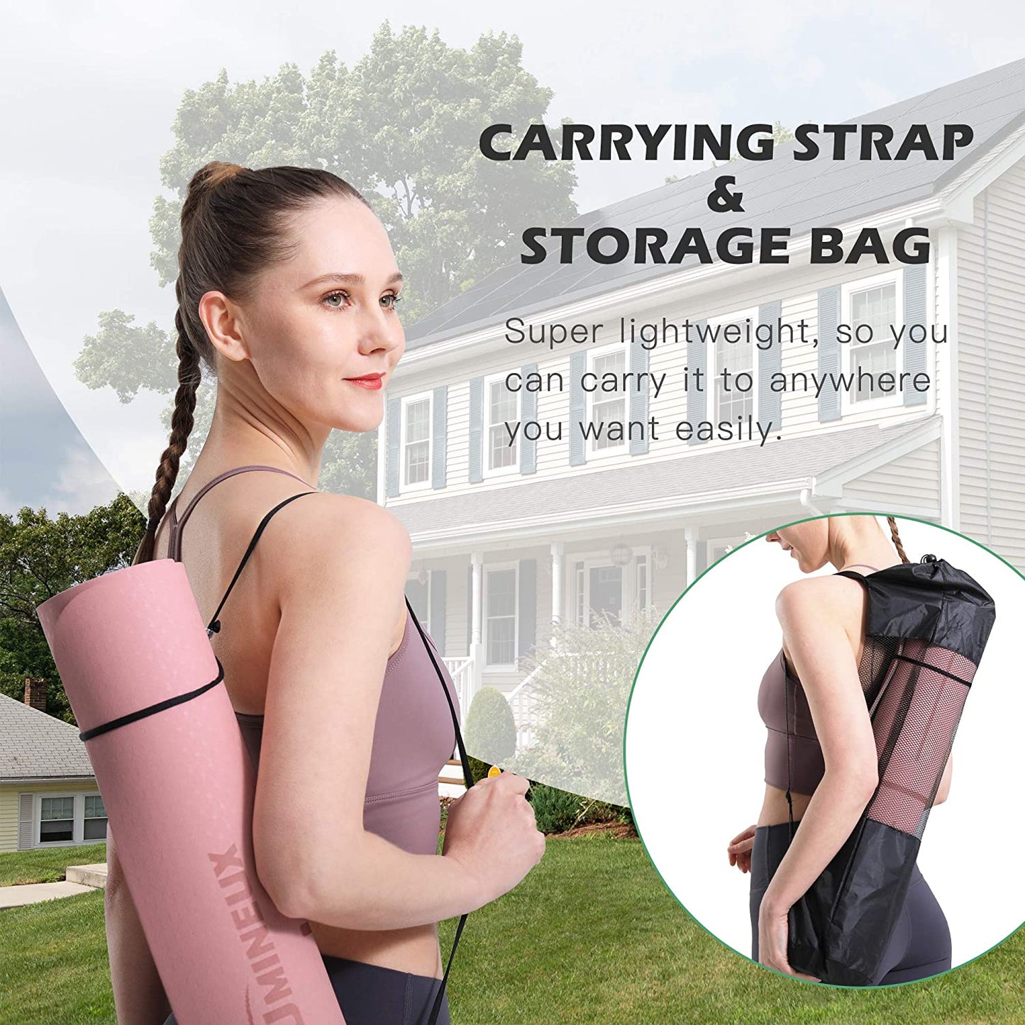 Yoga Mat Extra Thick 1/3'' & 2/5" Non Slip Yoga Mats for Women Eco Friendly TPE Fitness Exercise Mat with Carrying Sling & Storage Bag